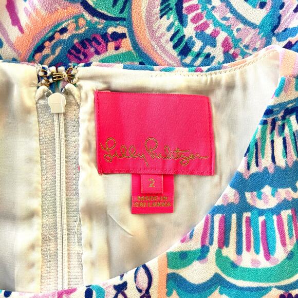 Lilly Pulitzer Donna Romper Dress Skort in Happy as a Clam Print Women's Size 2 - Picture 3 of 6
